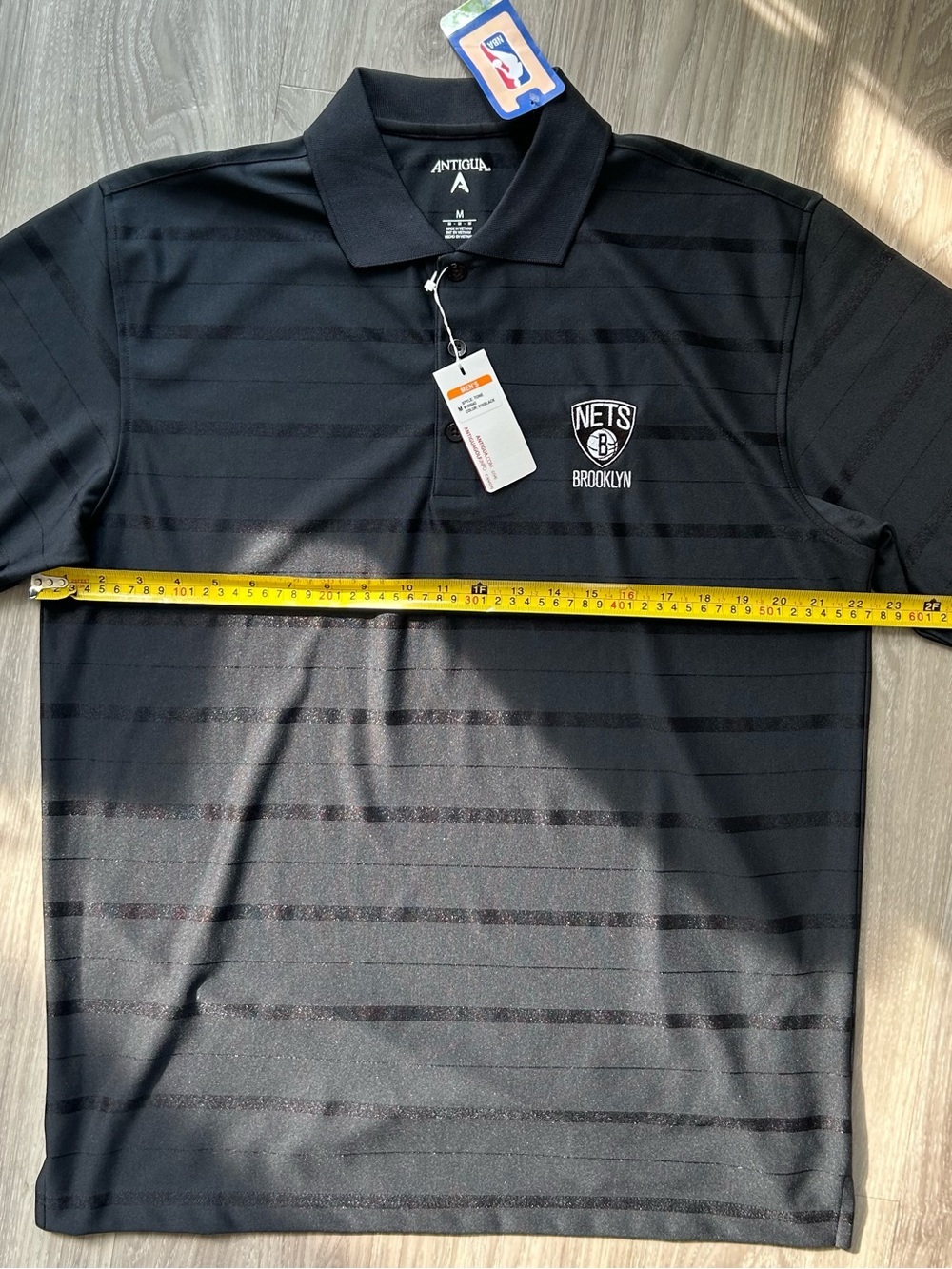 Authentic Brooklyn Nets Polo Golf Shirt in Black on Black (Medium) - Picture 4 of 12